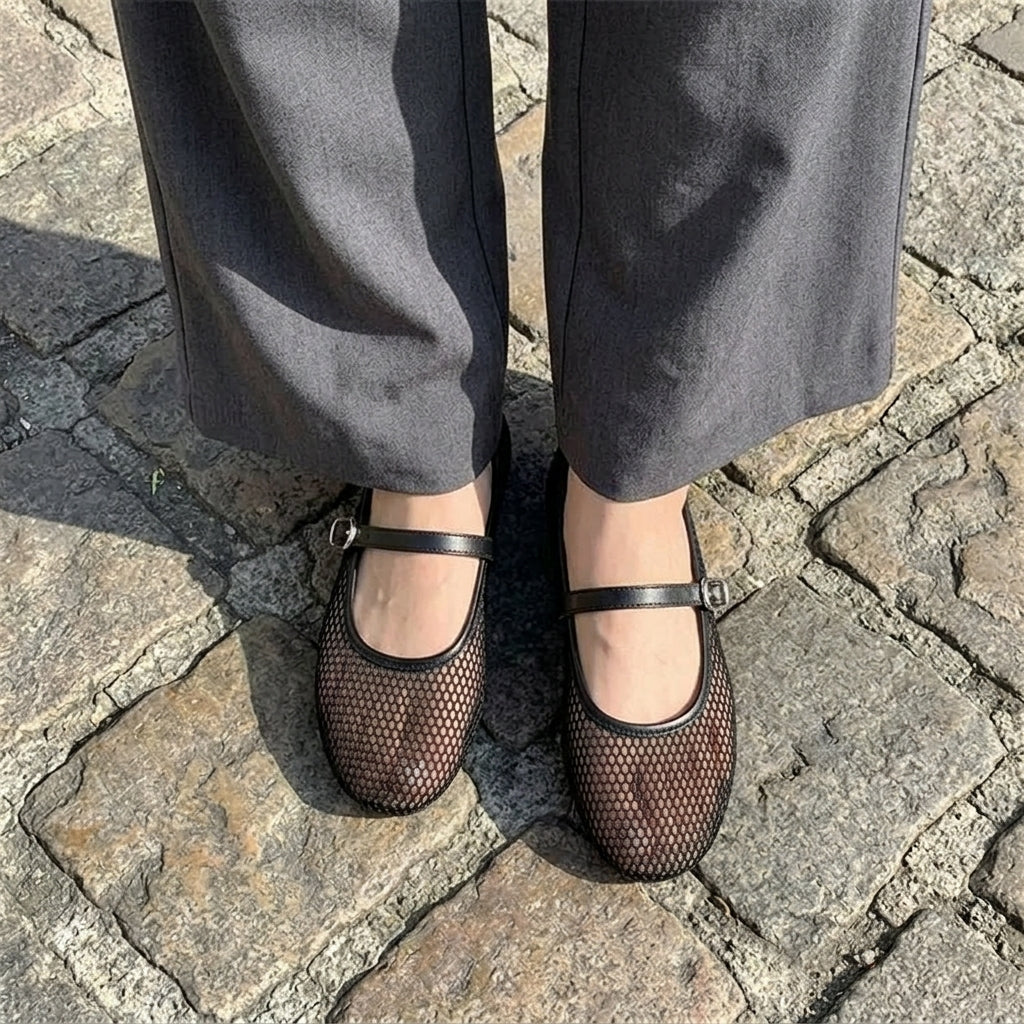 Lina | Mesh Mary Jane Ballet Flats