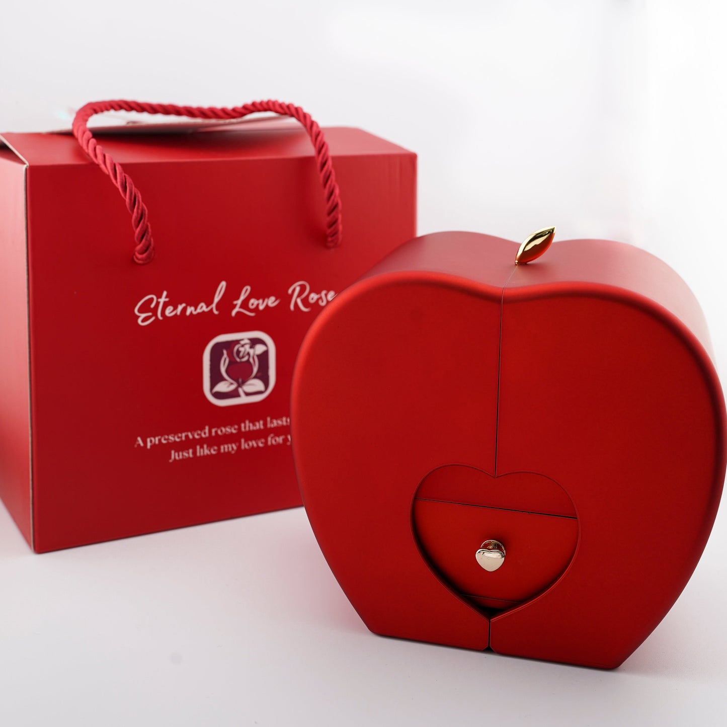 Collier trèfle à 4 feuilles « Porte-bonheur » avec coffret cadeau et rose éternelle