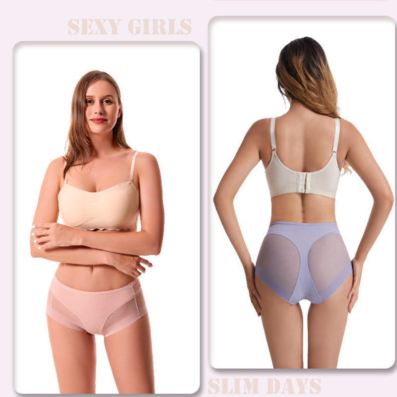 💞Culotte gainante taille haute en soie glacée sans coutures👙