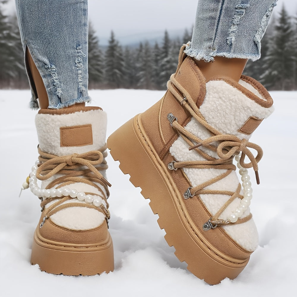 Aria | Women’s Plush Lace-Up Winter Platform Boots