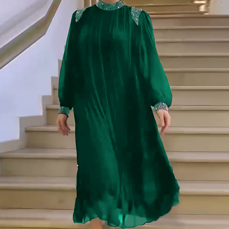 🌹Robe longue plissée avec cristaux scintillants 