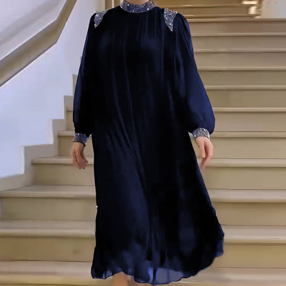 🌹Robe longue plissée avec cristaux scintillants 