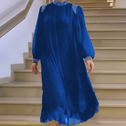 🌹Robe longue plissée avec cristaux scintillants 