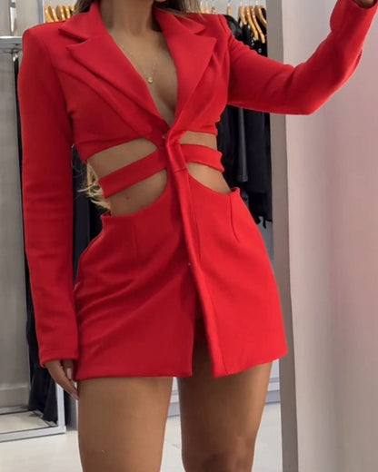 Ensembles blazer décontractés à taille creuse