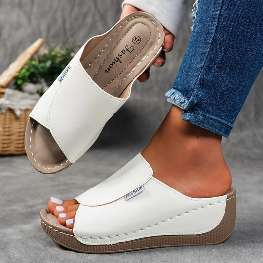 🔥Dernière promotion -50% - Chaussons confortables en cuir pour femmes avec semelle épaisse et soutien de la voûte plantaire