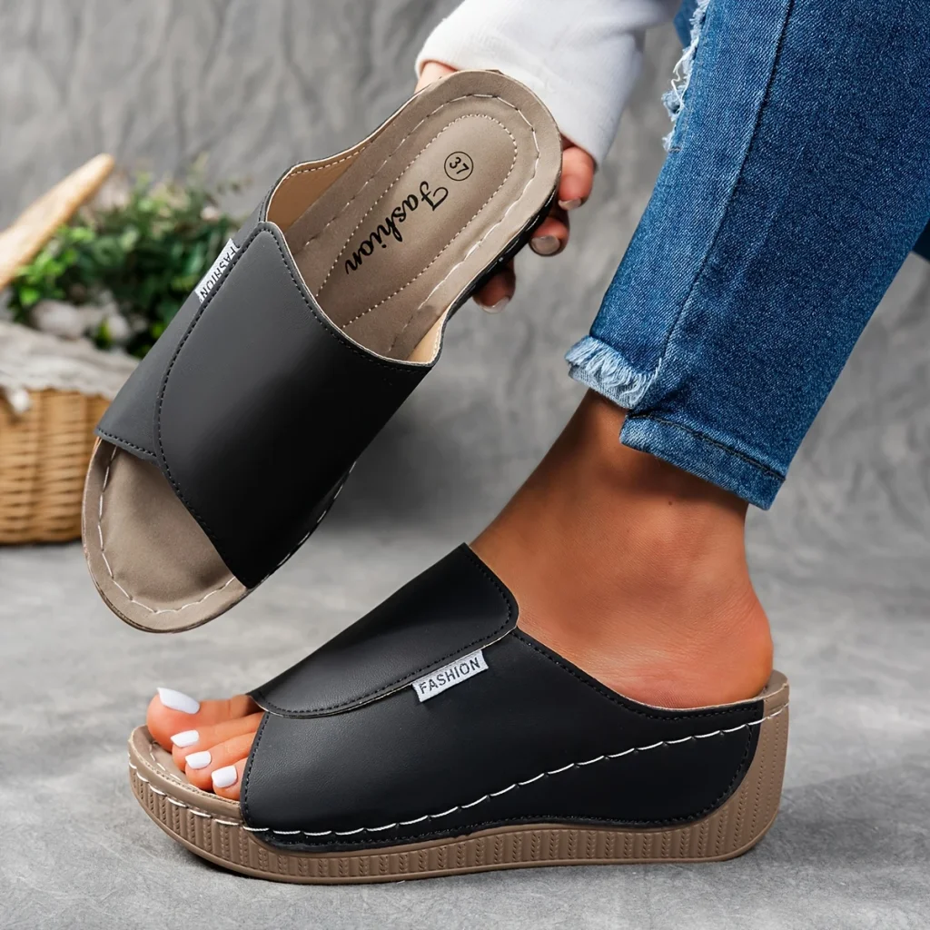 🔥Dernière promotion -50% - Chaussons confortables en cuir pour femmes avec semelle épaisse et soutien de la voûte plantaire