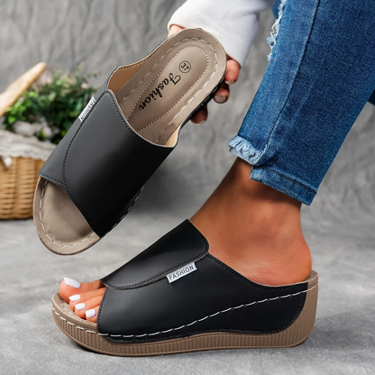 🔥Dernière promotion -50% - Chaussons confortables en cuir pour femmes avec semelle épaisse et soutien de la voûte plantaire