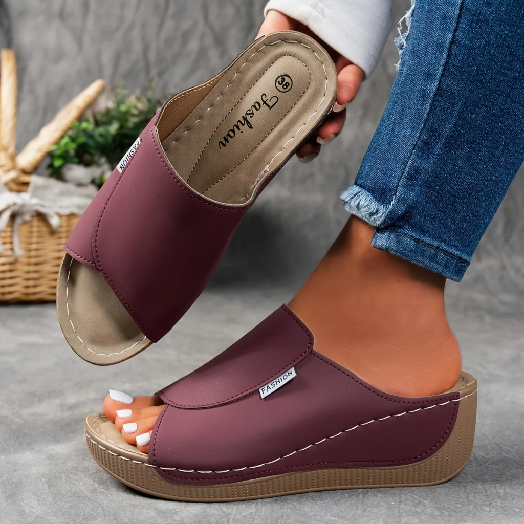 🔥Dernière promotion -50% - Chaussons confortables en cuir pour femmes avec semelle épaisse et soutien de la voûte plantaire