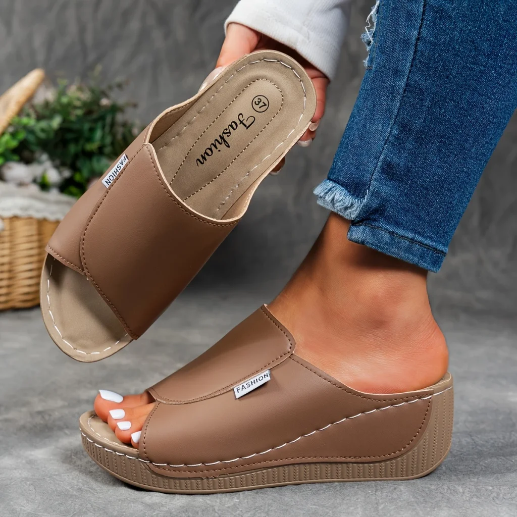 🔥Dernière promotion -50% - Chaussons confortables en cuir pour femmes avec semelle épaisse et soutien de la voûte plantaire