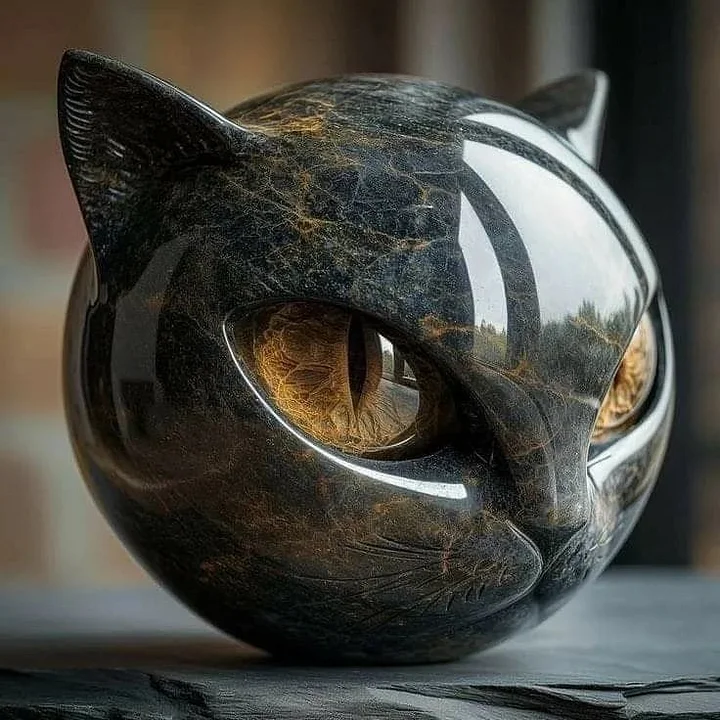 ONYX | Sculpture de chat noir fabriquée à la main