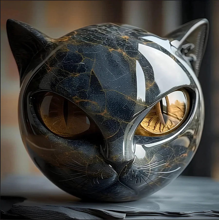 ONYX | Sculpture de chat noir fabriquée à la main