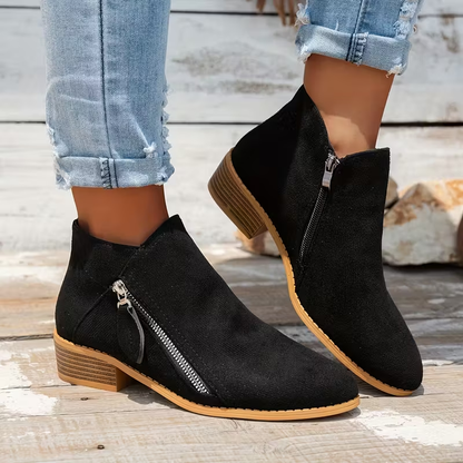 Soleva | Side-Zip Block Heel Ankle Boots