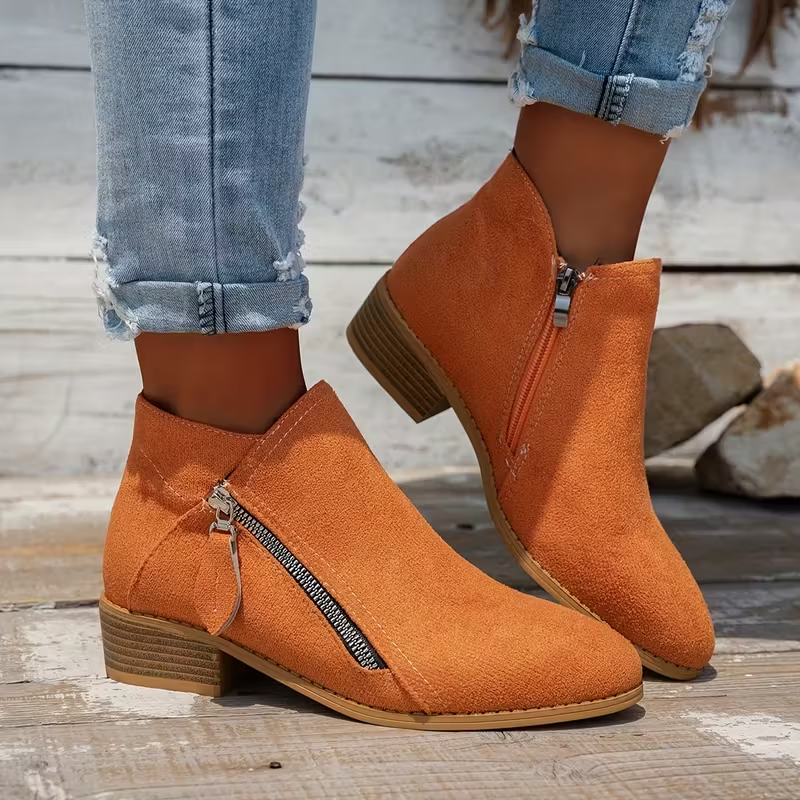 Soleva | Side-Zip Block Heel Ankle Boots