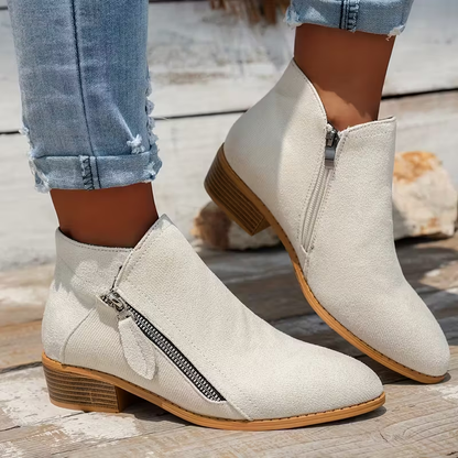 Soleva | Side-Zip Block Heel Ankle Boots