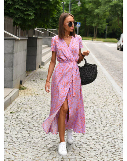 EVA | Robe élégante à col en V et à taille haute