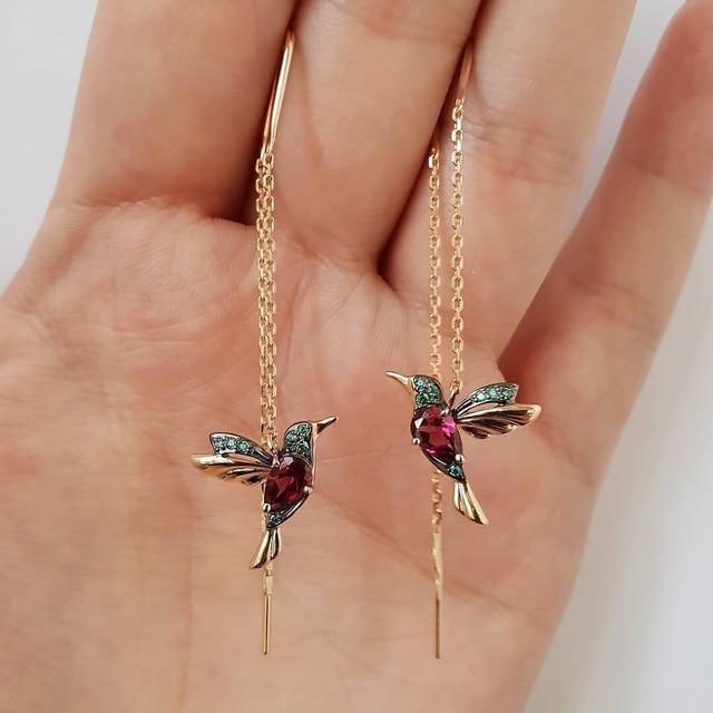 Boucles d'oreilles en forme de colibri 