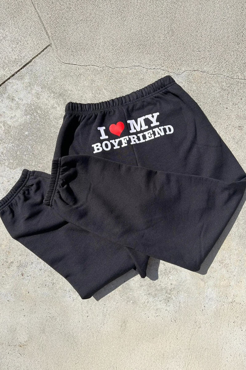 (TESTÉ) Pantalon de survêtement imprimé I Love MY BOYFRIEND