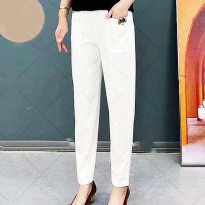 Pantalon taille élastique en coton pour femme 