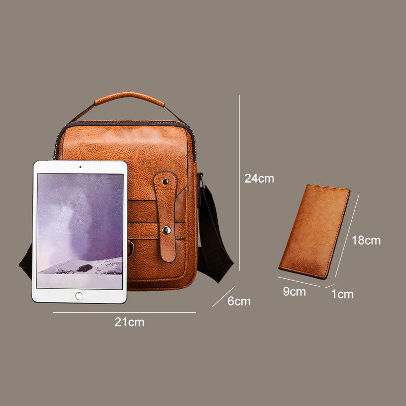 🔥Sac bandoulière tendance en cuir PU pour homme avec portefeuille