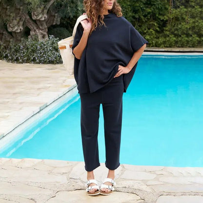 Ensemble pantalon large à manches 3/4 pour femme 