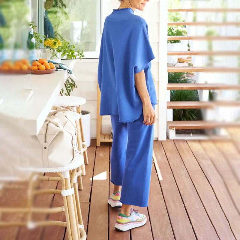 Ensemble pantalon large à manches 3/4 pour femme 