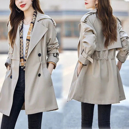 Grande vente 💥 Trench-coat mi-long à revers amincissant pour femme