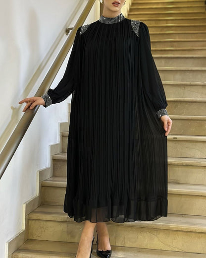 🌹Robe longue plissée avec cristaux scintillants 