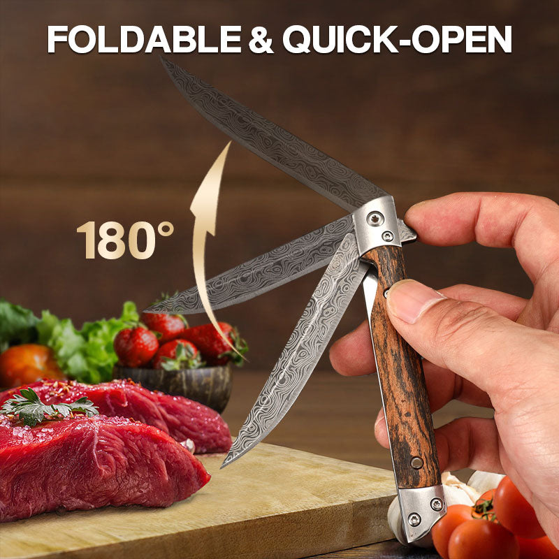 🔥 Grande vente 50% de réduction 🔥🗡️Couteau pliant avec manche en bois pour le travail, la randonnée et le camping ⛺ Achetez-en 1, obtenez-en 1 gratuit 