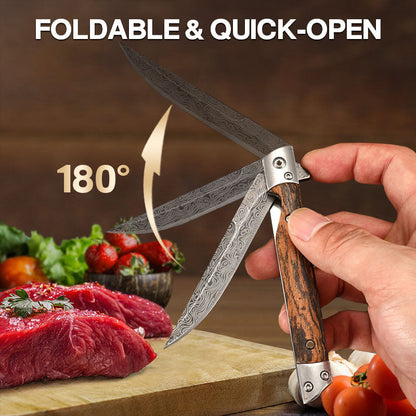 🔥 Grande vente 50% de réduction 🔥🗡️Couteau pliant avec manche en bois pour le travail, la randonnée et le camping ⛺ Achetez-en 1, obtenez-en 1 gratuit 