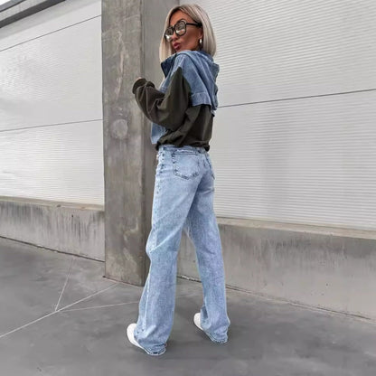 🔥Soldes 50% - Veste en jean femme avec capuche et cordon de serrage