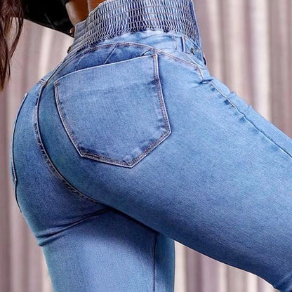 Jean évasé extensible taille haute