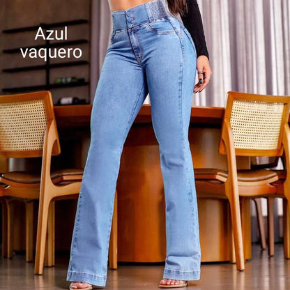 Jean évasé extensible taille haute