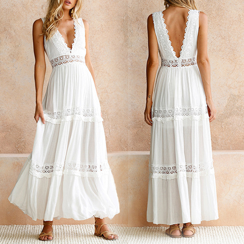 Serena | Robe chic en dentelle à col en V