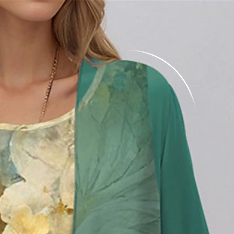 🌸Ensemble élégant 2 pièces : chemisier à manches mi-longues + robe 