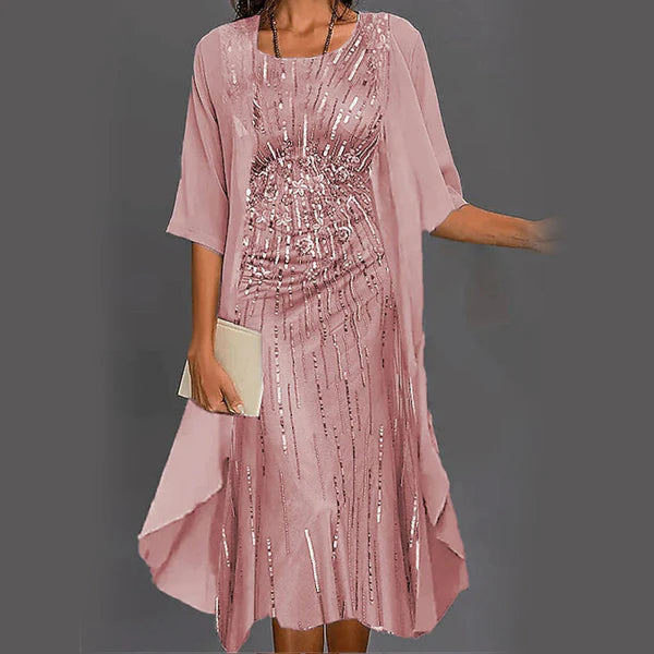 🌸Ensemble élégant 2 pièces : chemisier à manches mi-longues + robe 