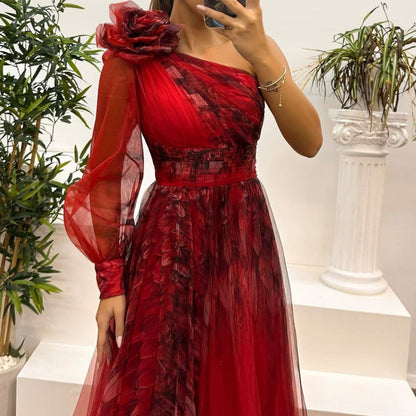 Robe à épaules dénudées en maille imprimée tendance pour femme