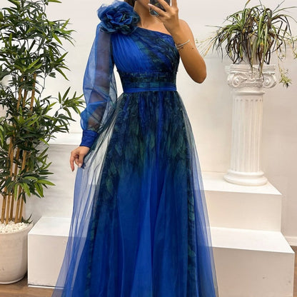 Robe à épaules dénudées en maille imprimée tendance pour femme