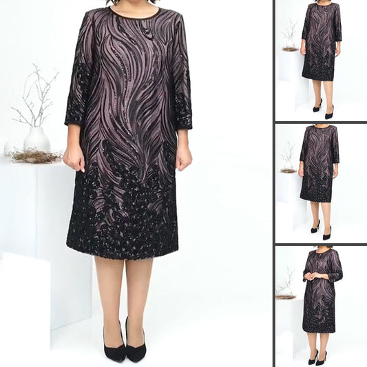 Robe de soirée trapèze à paillettes pour femme