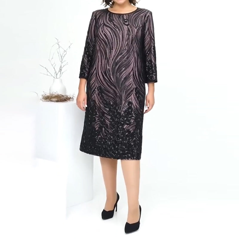 Robe de soirée trapèze à paillettes pour femme