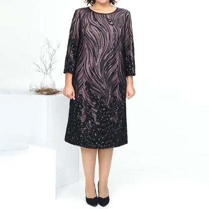 Robe de soirée trapèze à paillettes pour femme