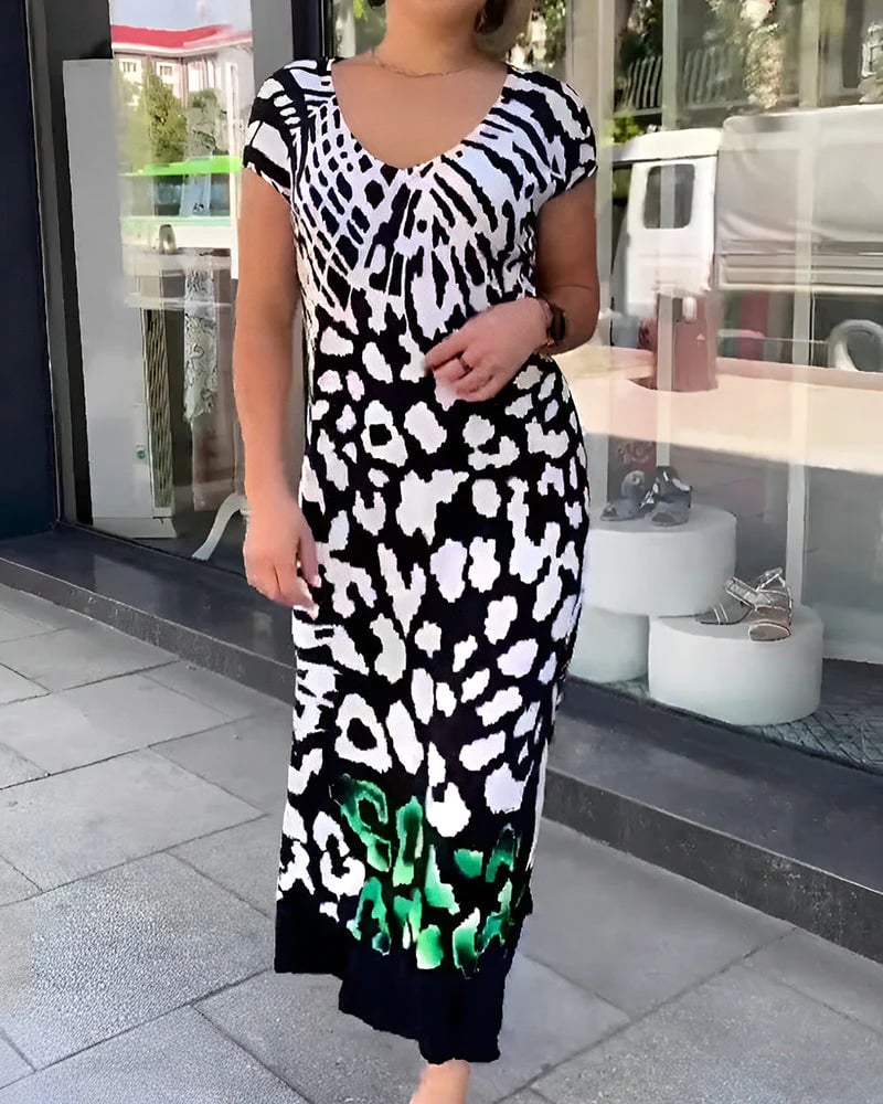 Robe imprimée décontractée à manches courtes