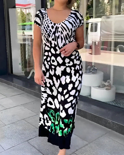 Robe imprimée décontractée à manches courtes
