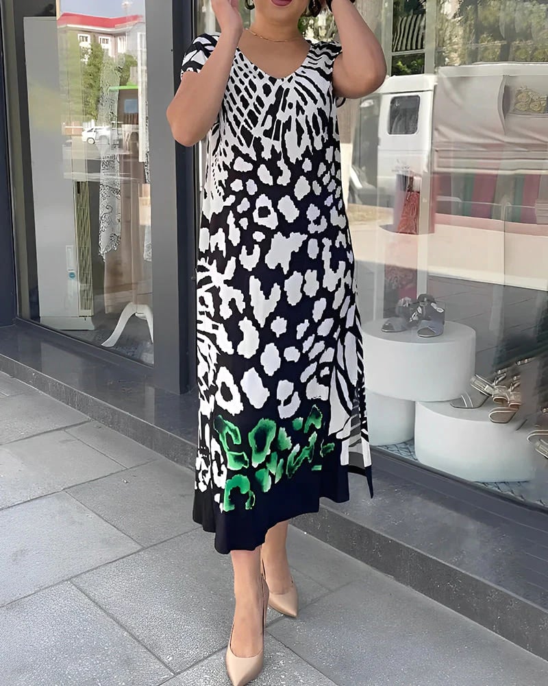 Robe imprimée décontractée à manches courtes