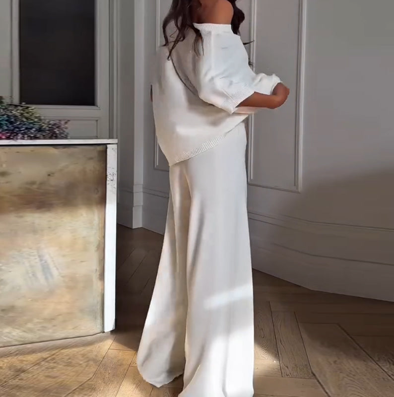 🔥Nouveautés d'été🔥Ensemble deux pièces décontracté pour femme, haut à une épaule et pantalon