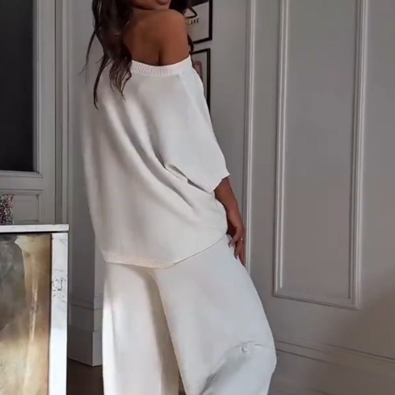 🔥Nouveautés d'été🔥Ensemble deux pièces décontracté pour femme, haut à une épaule et pantalon
