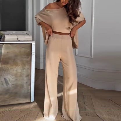 🔥Nouveautés d'été🔥Ensemble deux pièces décontracté pour femme, haut à une épaule et pantalon