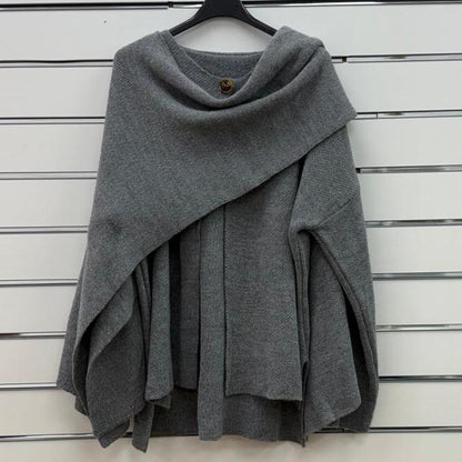 Elara | Knitted Cape with Integrated Scarf